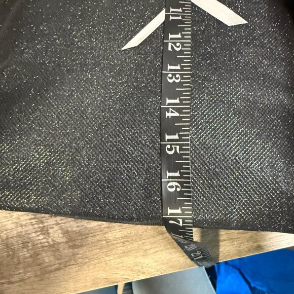 Victorias Secret Black Glitter Canvas Tote Bag With Logo & Striped Handles - Picture 8 of 9